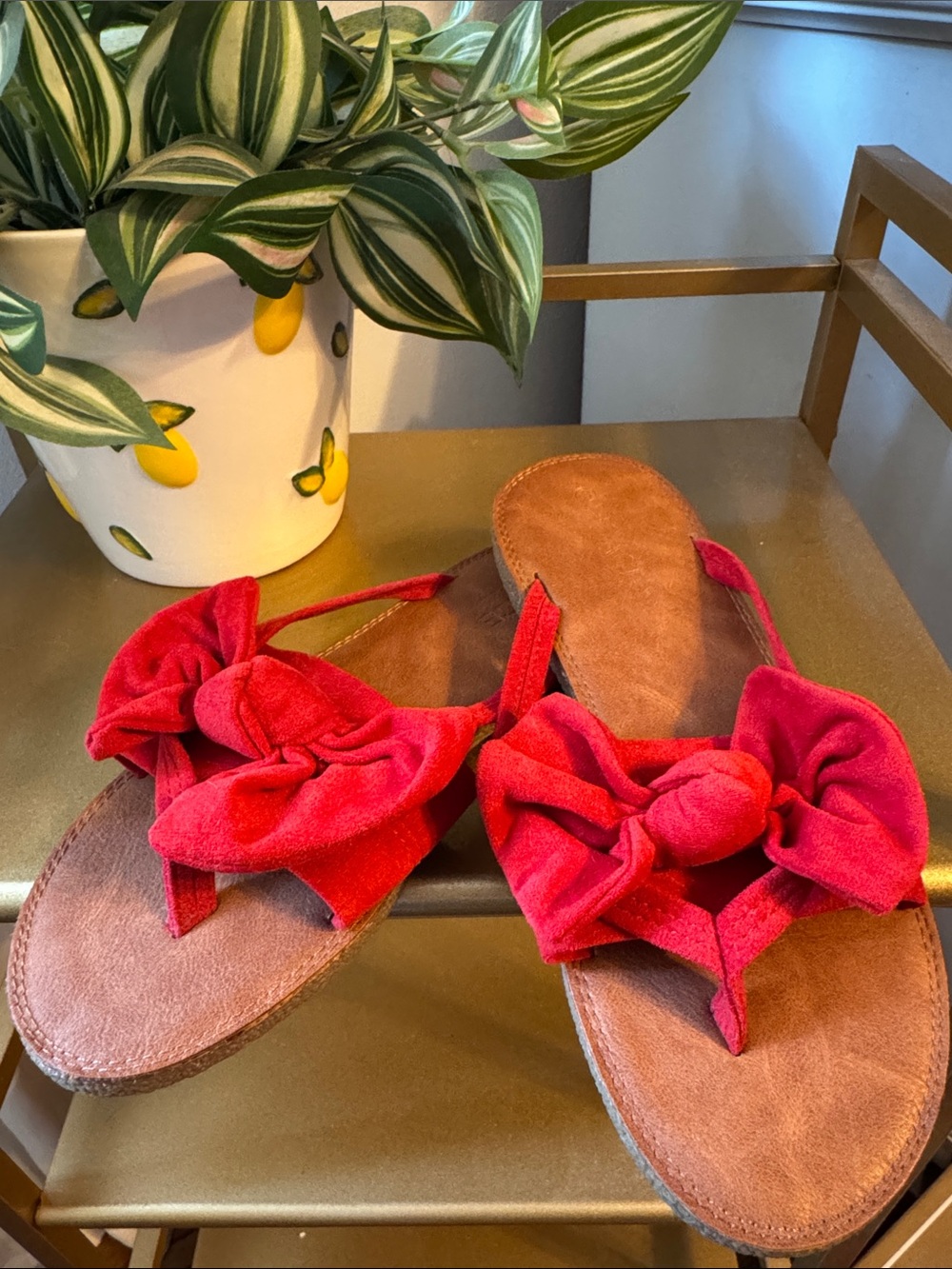 Women’s Red Bow Slide Sandals with Knot Detail